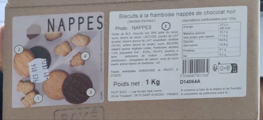 Biscuits à la framboise nappés de chocolat noir