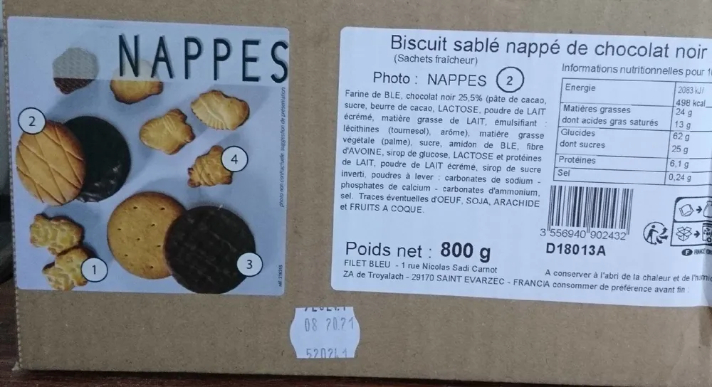 Biscuit sablé nappé de chocolat noir