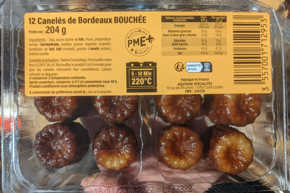 12 Canelés de Bordeaux bouchées