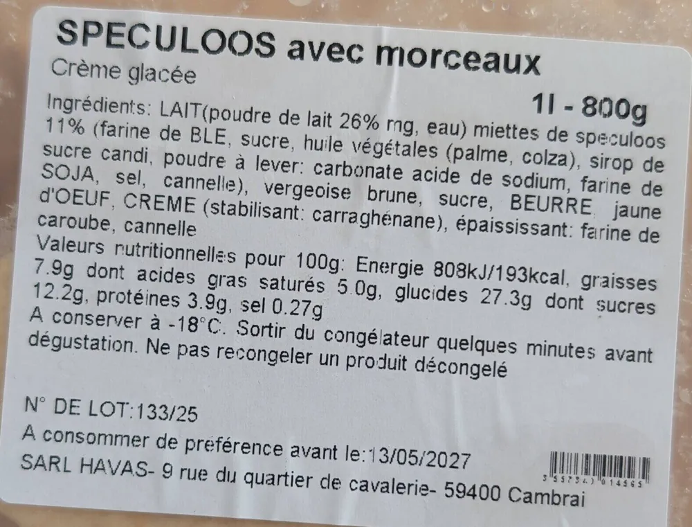 Glace spéculoos