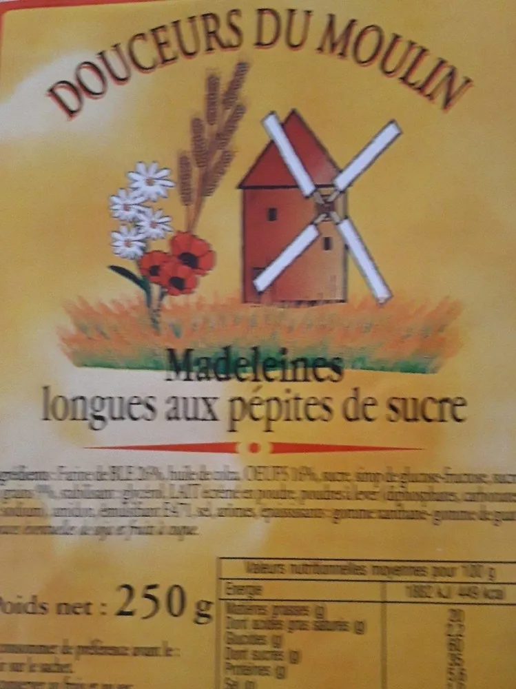 Madeleines longues pépites de sucre