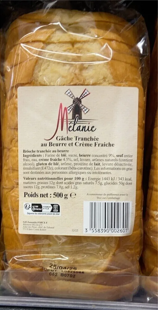 Gâche tranche beurre et creme fraiche