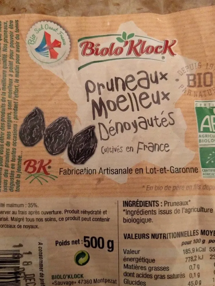 Pruneaux moelleux dénoyautés