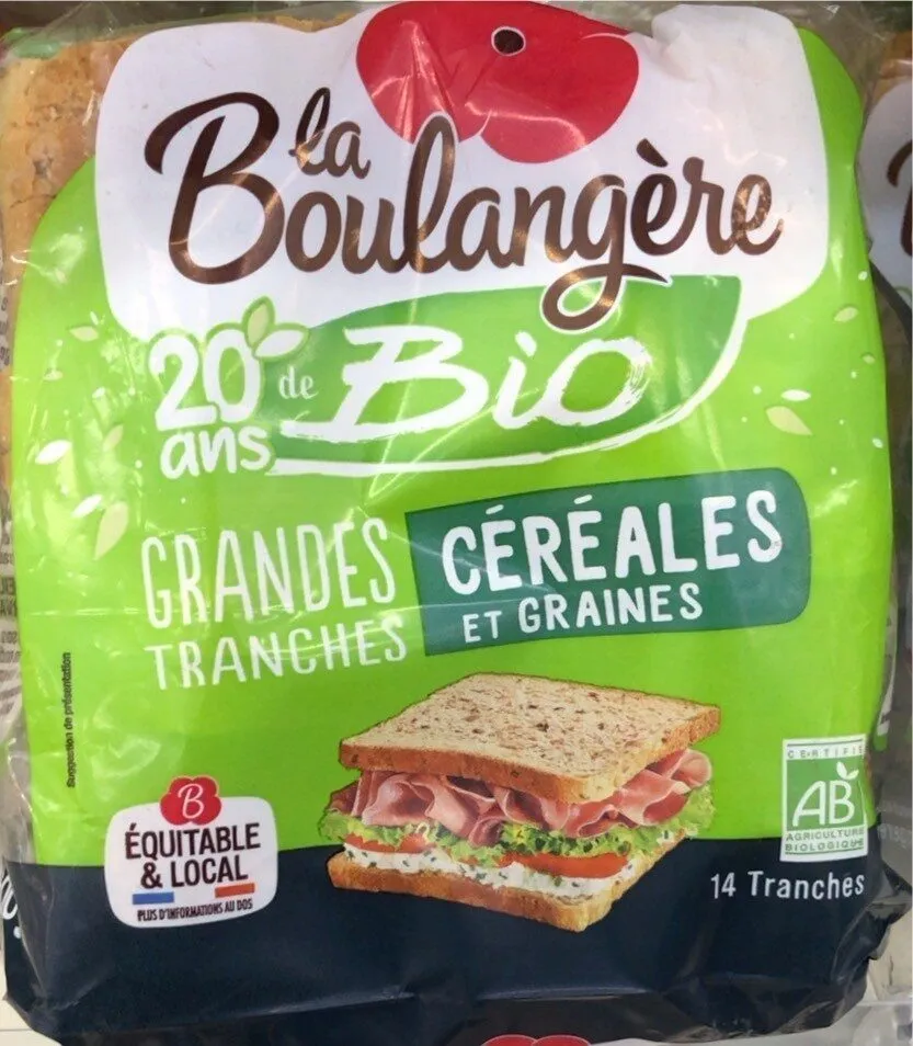 Pain de mie grandes tranches cereales et graines