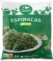 Espinacas cortadas