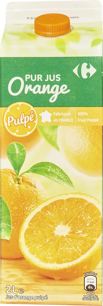 100% PUR JUS ORANGE Avec pulpe