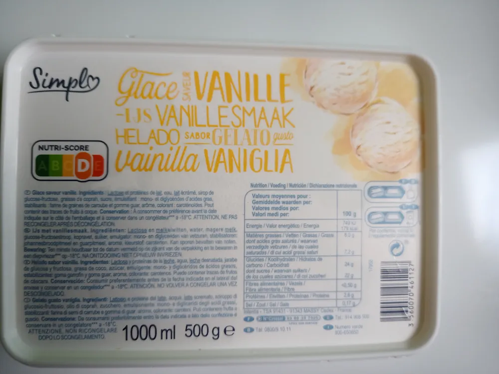 Helado de vainilla tarrina