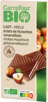 Chocolate con leche con avellanas caramelizadas