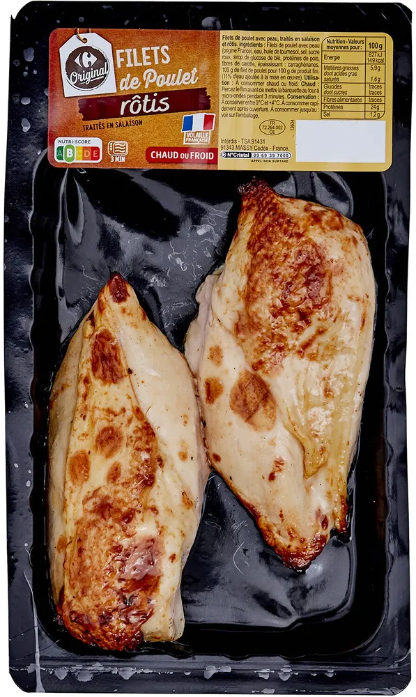 Filets de poulet Rôtis Traités en salaison