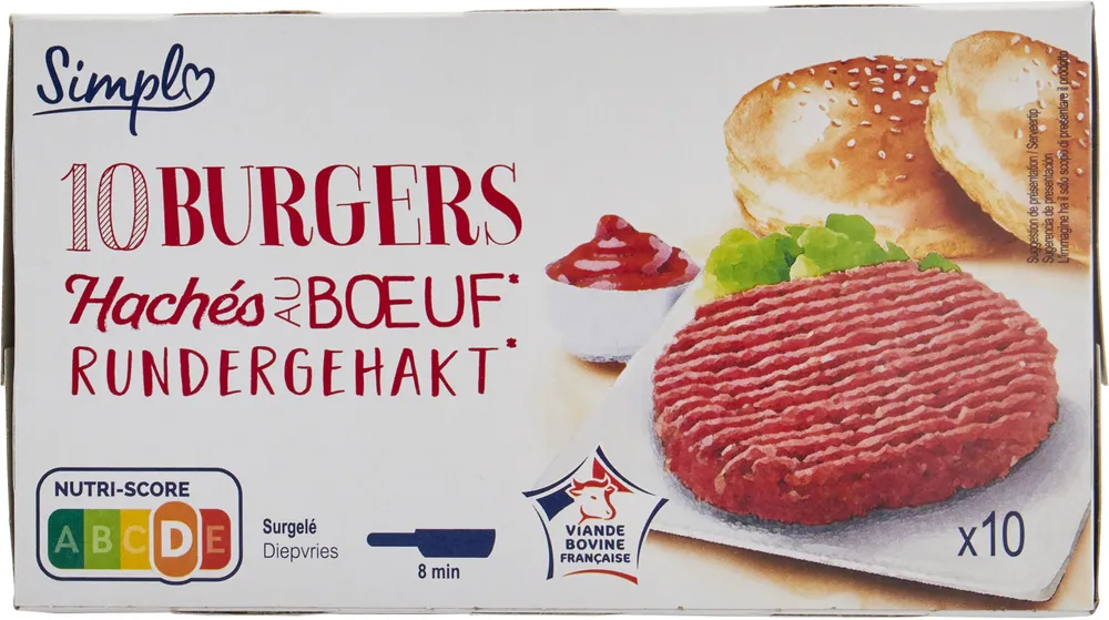 10 burgers hachés au bœuf*