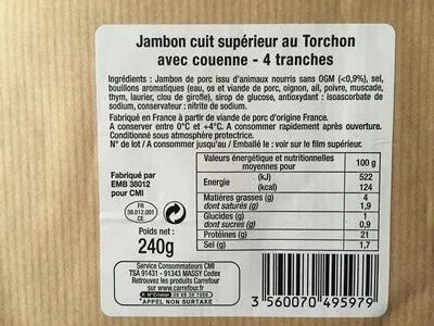 Jambon Cuit Supérieur au Torchon avec Couenne
