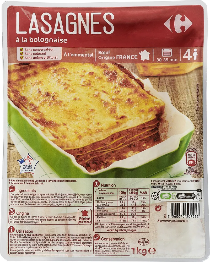 Lasagnes à la bolognaise à l'emmental
