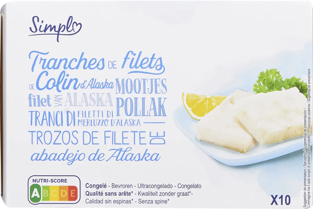 Tranches de filets de Colin d'Alaska