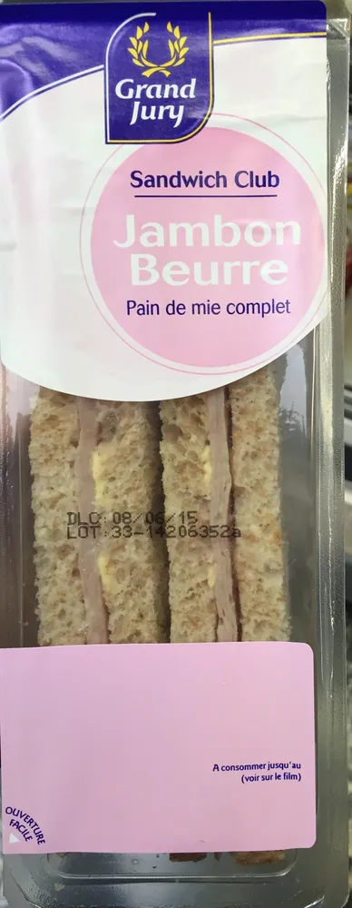 Sandwich Club Jambon Beurre Pain de mie complet