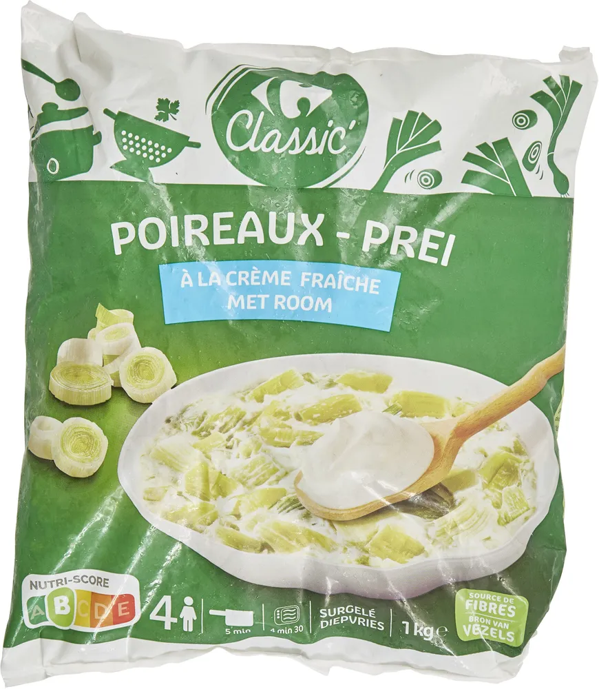 Poireaux émincés À la crème fraîche