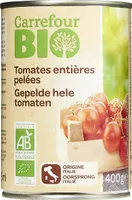 Tomates entières pelées au jus issues de l'agriculture biologique