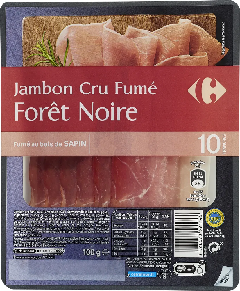 Jambon Cru Fumé Forêt Noire