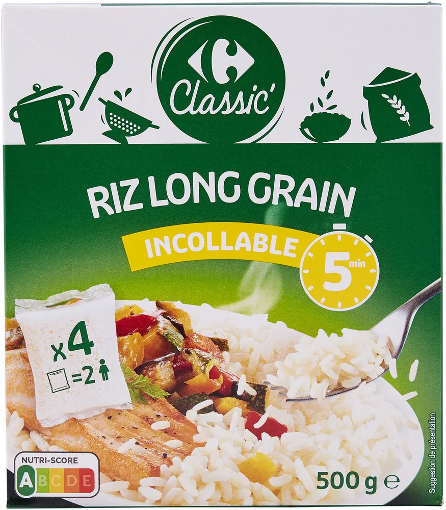 Riz long grain incollable