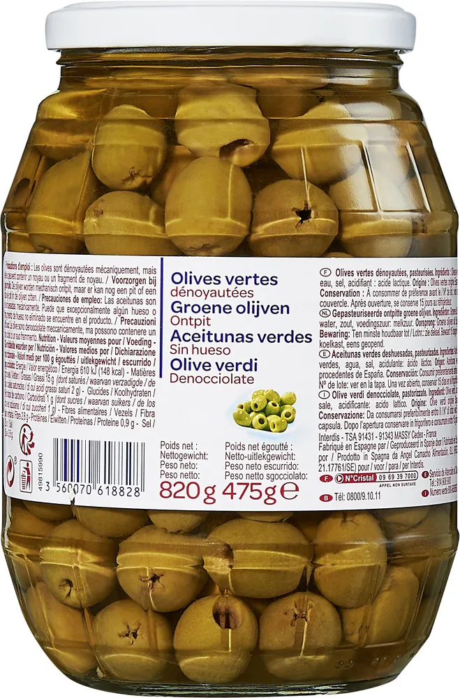 Olives vertes dénoyautées