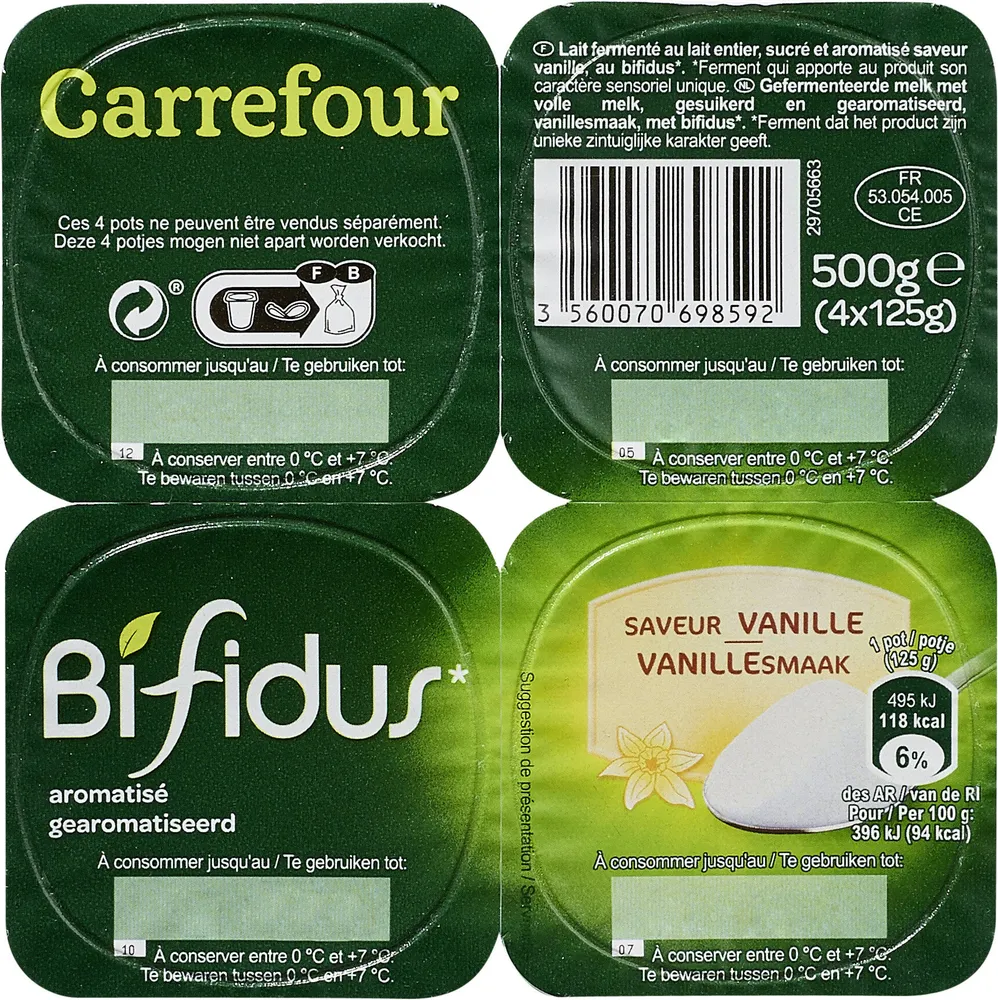Bifidus* saveur vanille