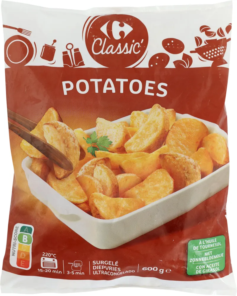 Patatas prefritas con piel