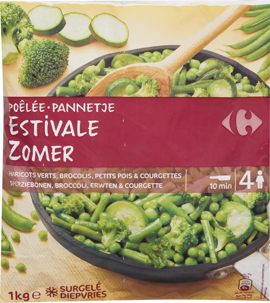 Poêlée de Légumes verts assaisonnés Brocolis, haricots verts, garden peas et pois croquants