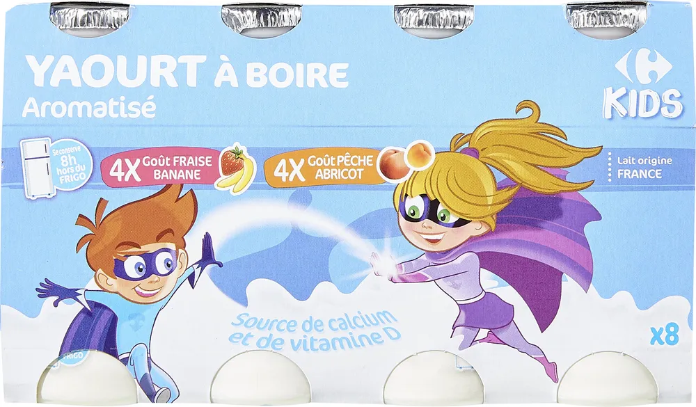 MINI YAB saveurs 4 fraise banane 4 pêche abricot