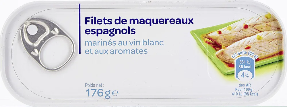 Filets de maquereaux espagnols au vin blanc et aux aromates