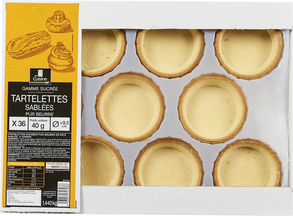 Gamme sucrée Tartelettes sablées Pur beurre
