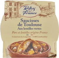 Saucisses de Toulouse Aux lentilles vertes du Berry IGP