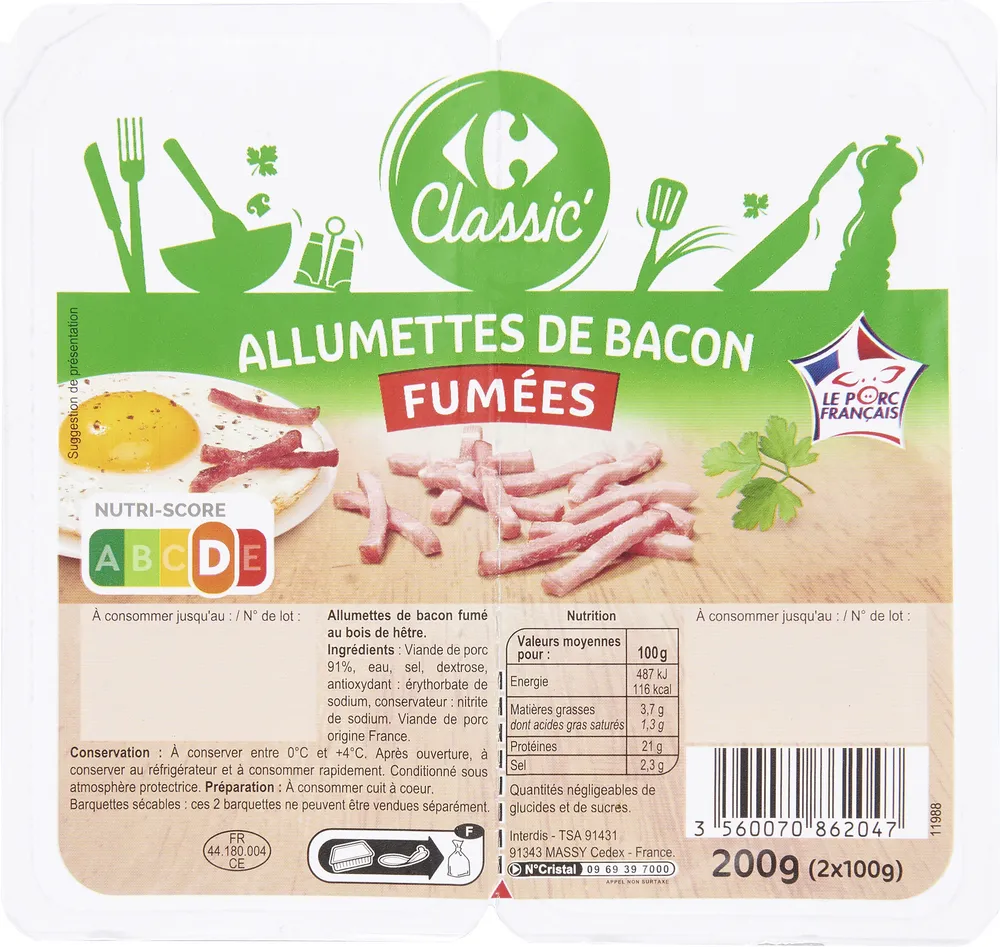 Allumettes de Bacon Fumées