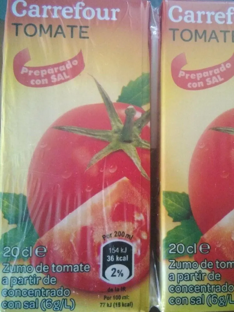 Zumo de tomate a partir de concentrado