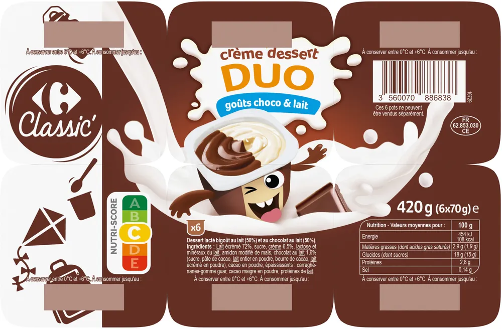 crème dessert DUO goûts choco & lait