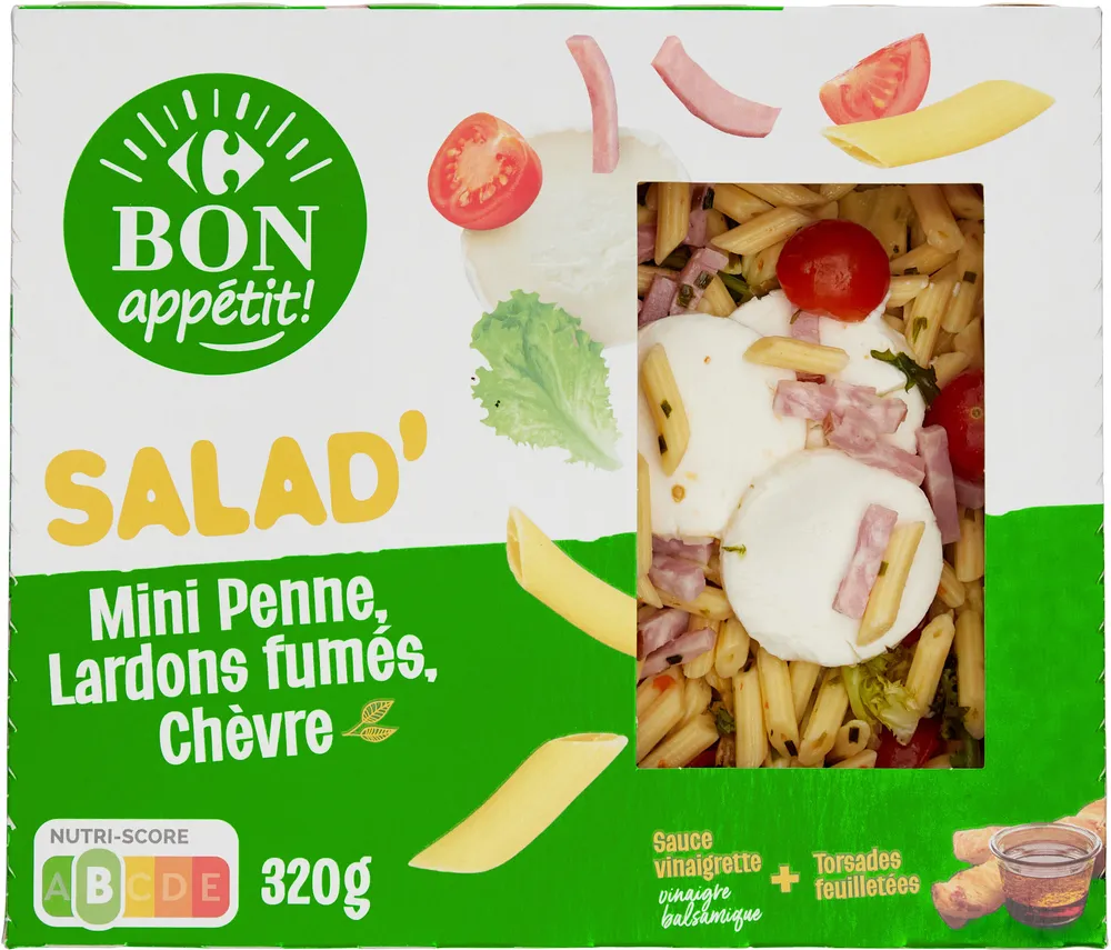 SALAD' Mini Penne, Lardons fumés, Chèvre