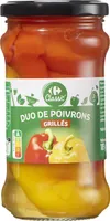 Duo de poivrons rouge et jaune grillés et pelés