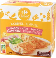 Crepes rellenas de queso y jamon