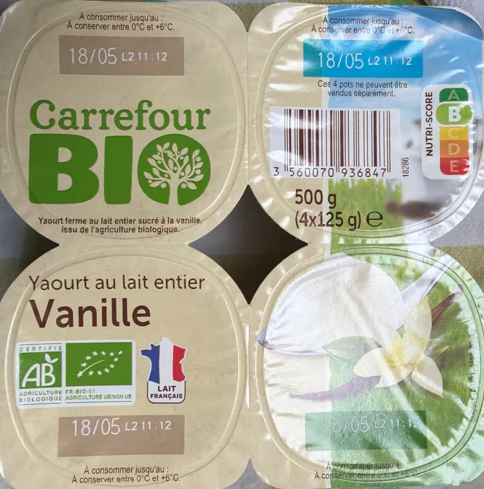 Yaourt au lait entier vanille