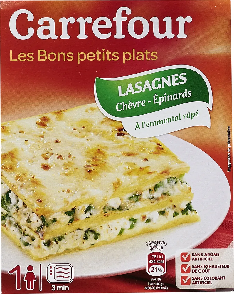 Lasagnes chèvre-épinard À L'EMMENTAL GRATINE