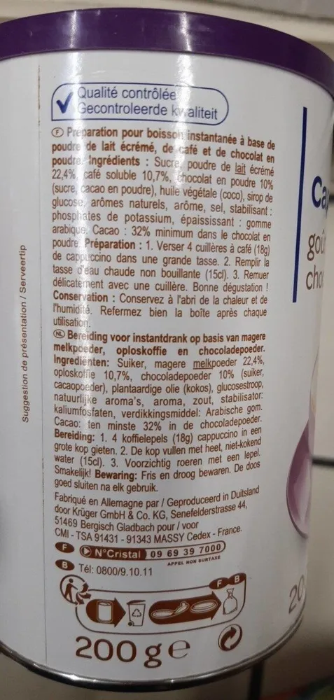 Cappuccino gout chocolat