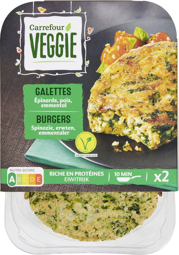 VEGEtal GALETTES Épinards, blé, emmental