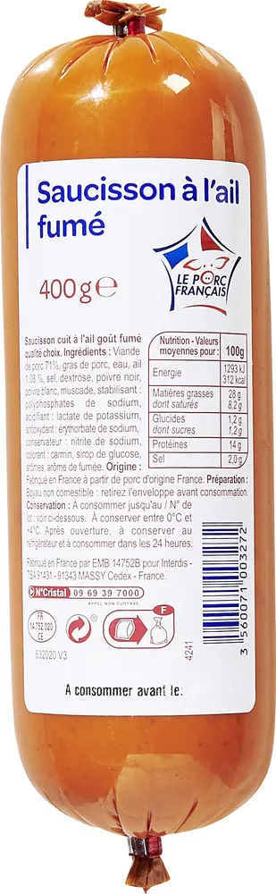 Saucisson à l'ail goût fumé