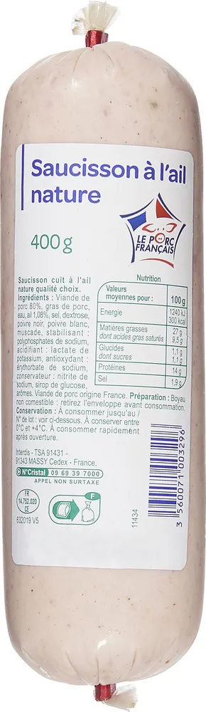 Saucisson à l'ail nature