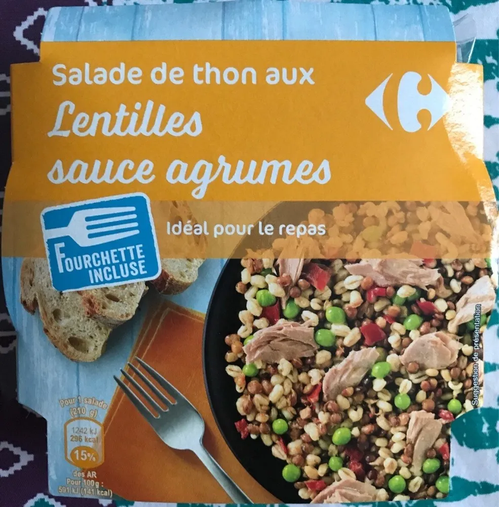 Salade de thon aux lentilles sauce agrumes