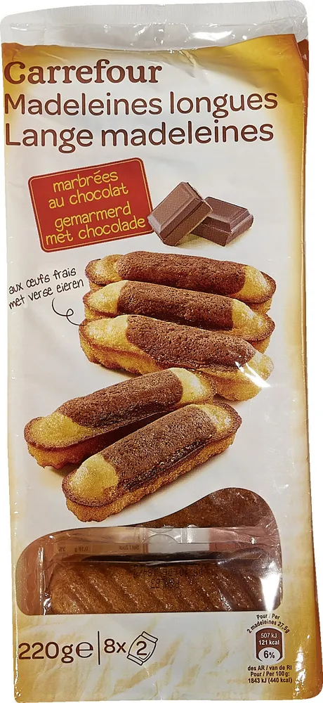 Madeleines Longues - Marbrées au Chocolat