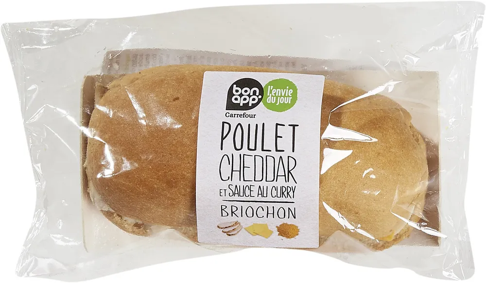 Briochon poulet cheddar et sauce au curry