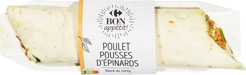 WRAP POULET Pousses d'épinards SAUCE AU CURRY
