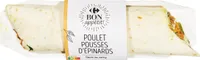 WRAP POULET Pousses d'épinards SAUCE AU CURRY