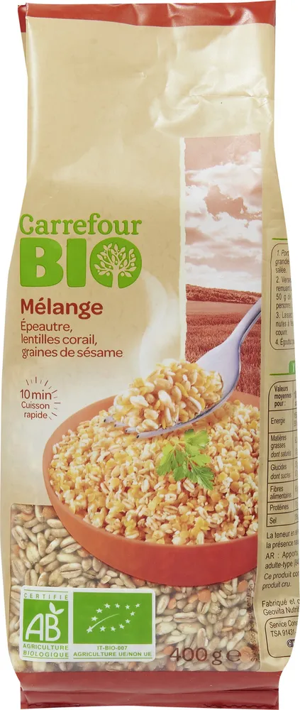 MIX Epeautre, lentilles corail, graines de sésame