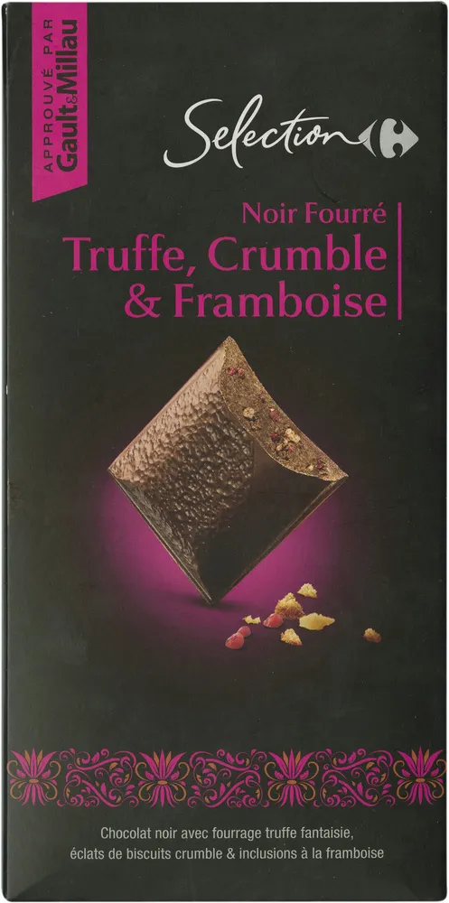 Chocolat Noir Fourré Truffe Crumble et Framboise