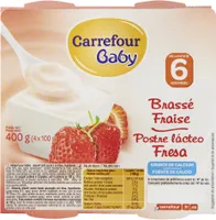 Dessert lacté sucré à la fraise dés 6 mois